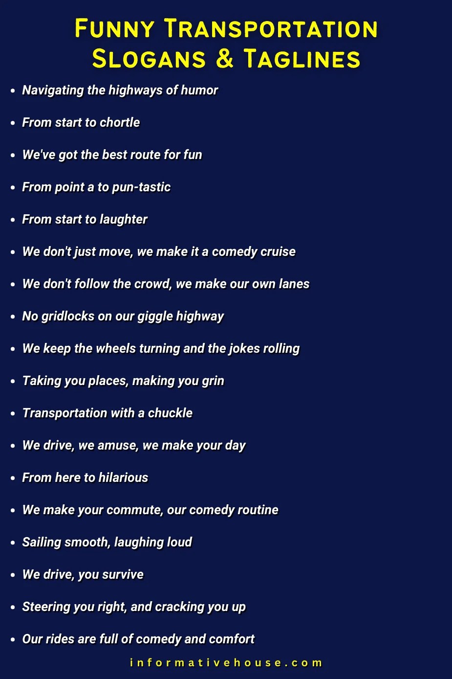 199+ The Most Funny Transportation Slogans and Taglines Informative House