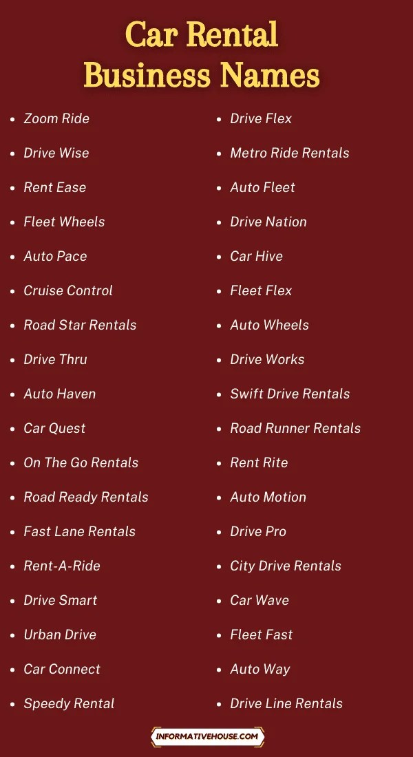 500+ Catchy Car Rental Names Ideas You Can't Miss! Informative House