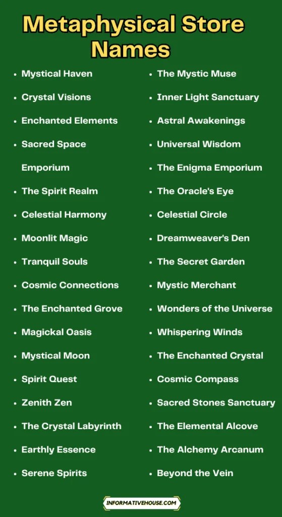 670+ Spiritual Metaphysical Store Names Ideas Suggestions Informative House