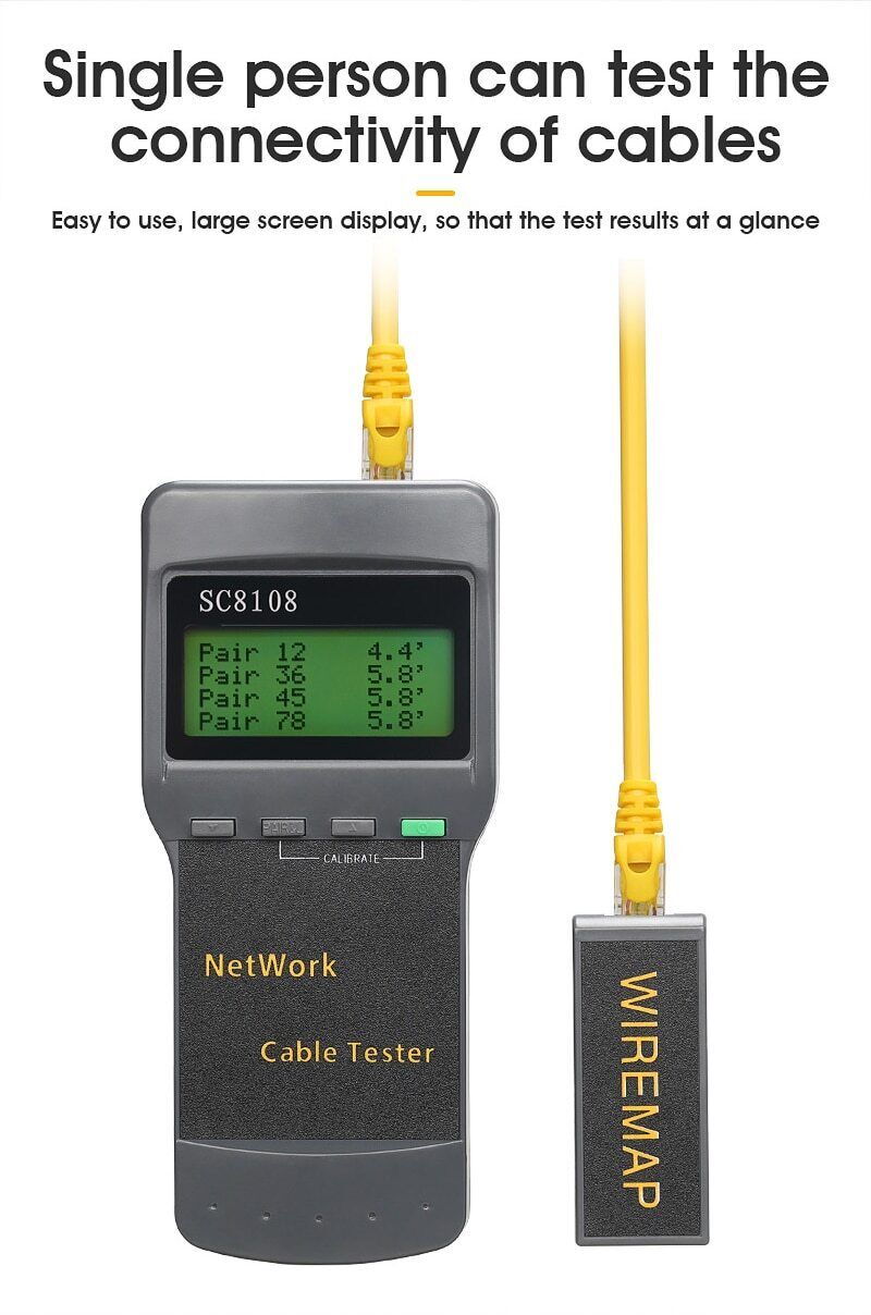 SC8108 Portable Digital LCD LAN Cable Tester Meter Professional