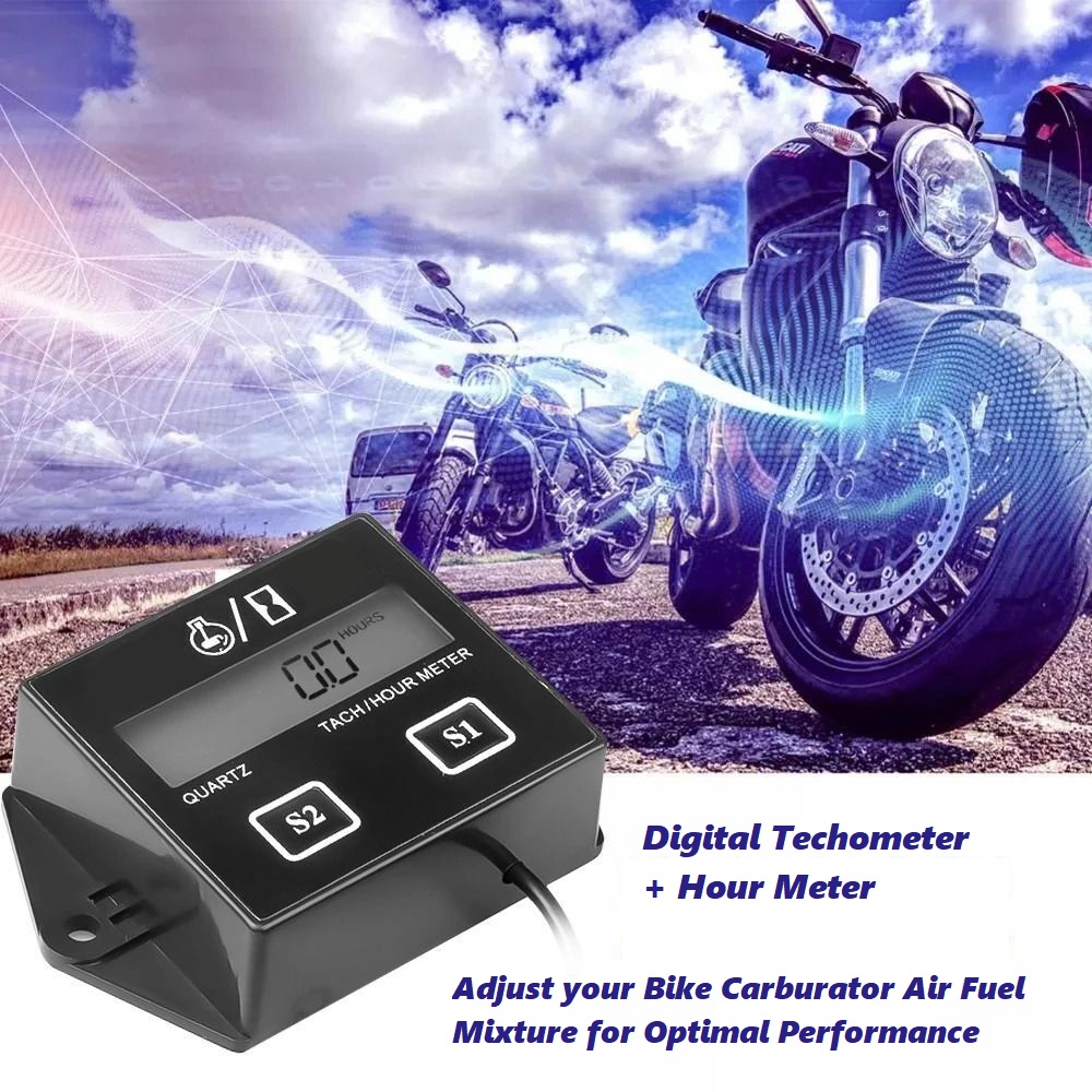Digital Tachometer Hour Meter LCD Display Spark Plugs 2 and 4 Stroke