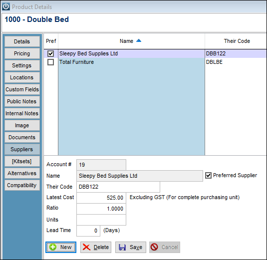Supplier Product Code Infusion Business Software