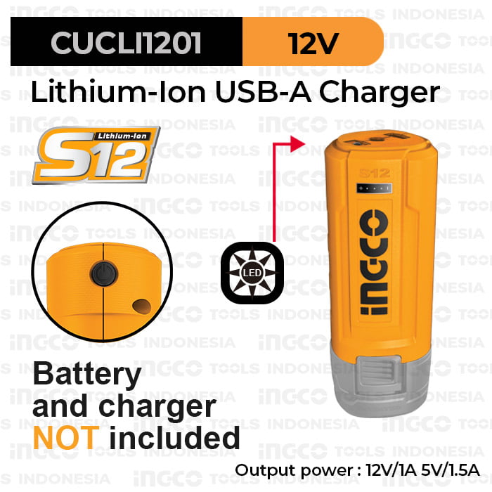 S12 Converter USB Power Bank (5V 1.5A) INGCO CUCLI1201 Charger