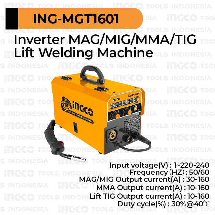 MAG/MIG/TIG/MMA Welding Inverter (160A 30) INGCO INGMGT1601 Mesin