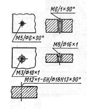 Обозначение отверстий с цековкой на чертеже гост