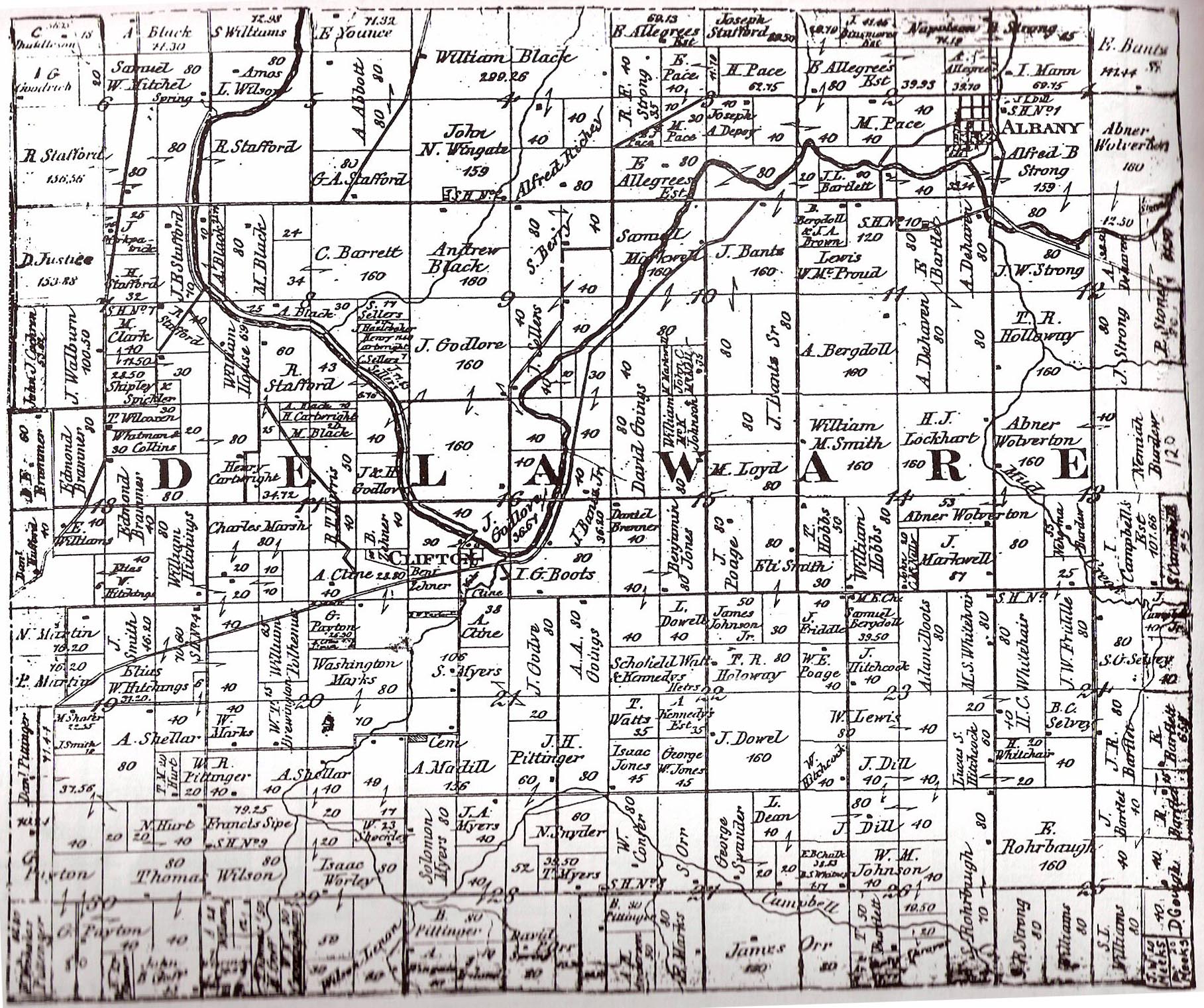 1874 Delaware Township Map