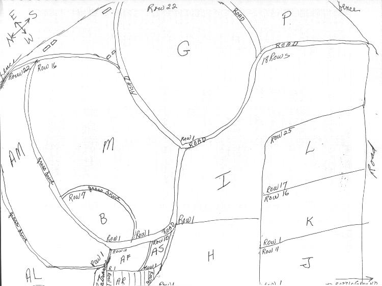 Map of Battle Ground Cemetery, Battle Ground, Tippecanoe County, Indiana