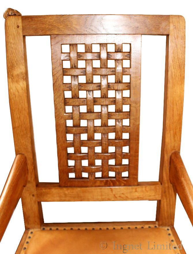 ROBERT MOUSEMAN THOMPSON DINING SUITE WITH 6 COXWOLD LATTICE BACK