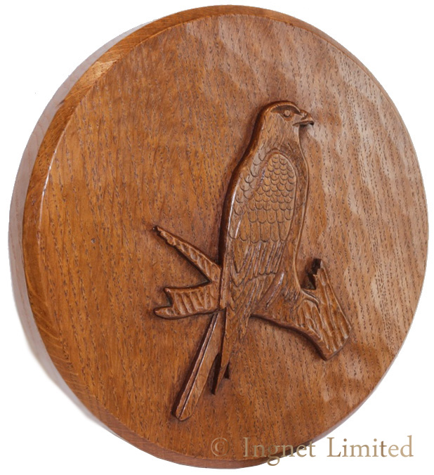 BRIAN BOWES YORKSHIRE OAK CARVED BIRD WALL PLAQUE