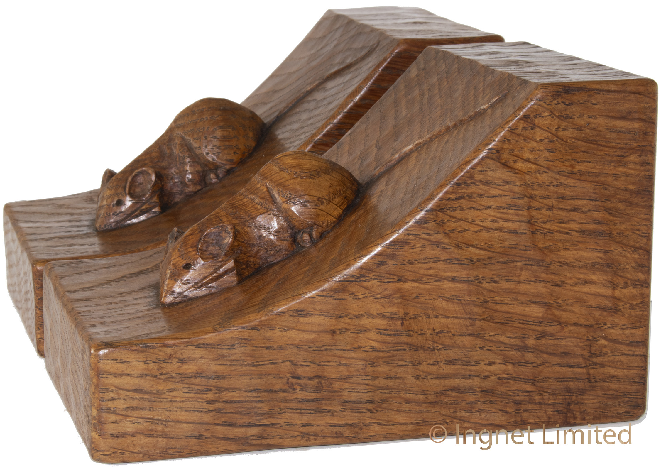 ROBERT MOUSEMAN THOMPSON VINTAGE OAK ADZED BOOKENDS