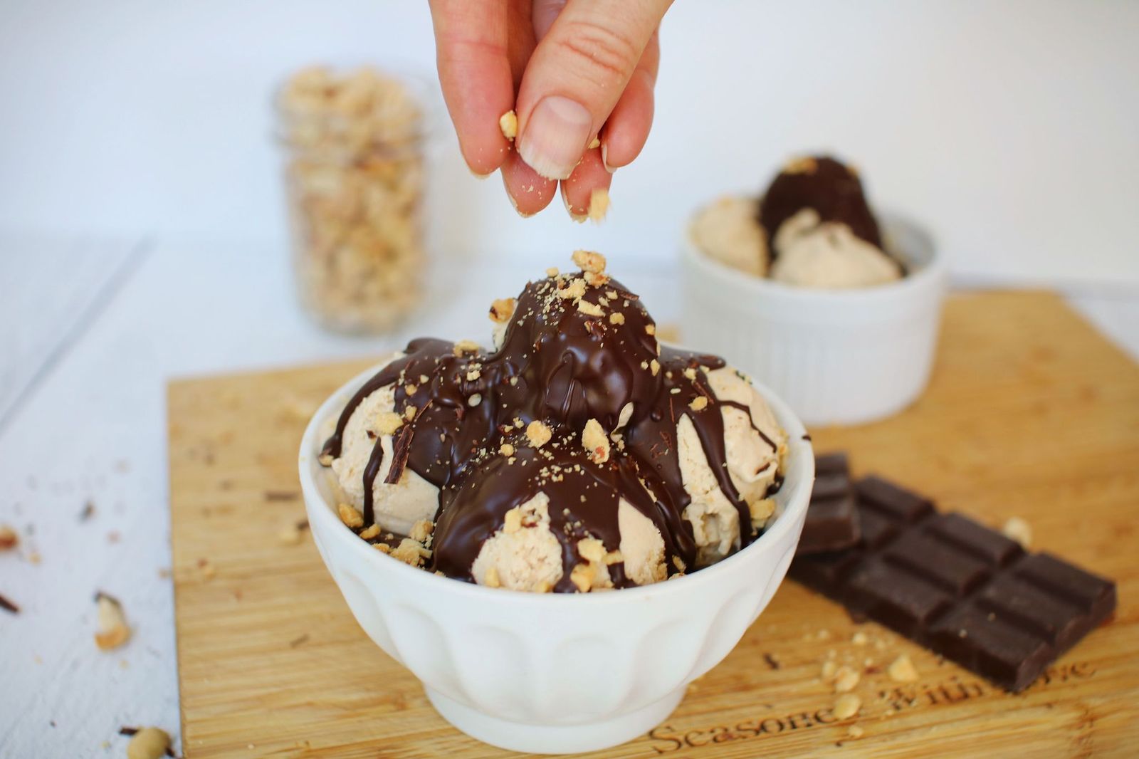Peanut Butter Ice Cream with ‘Magic Shell’ Chocolate Drizzle In Good