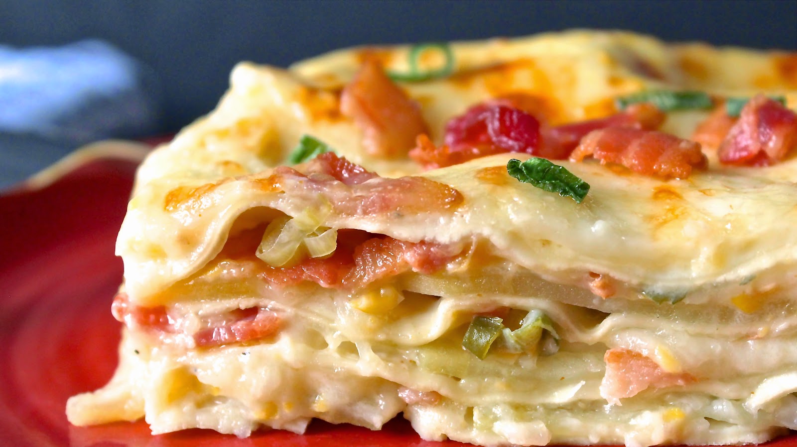 Creamed Corn and Bacon Lasagna In Good Flavor