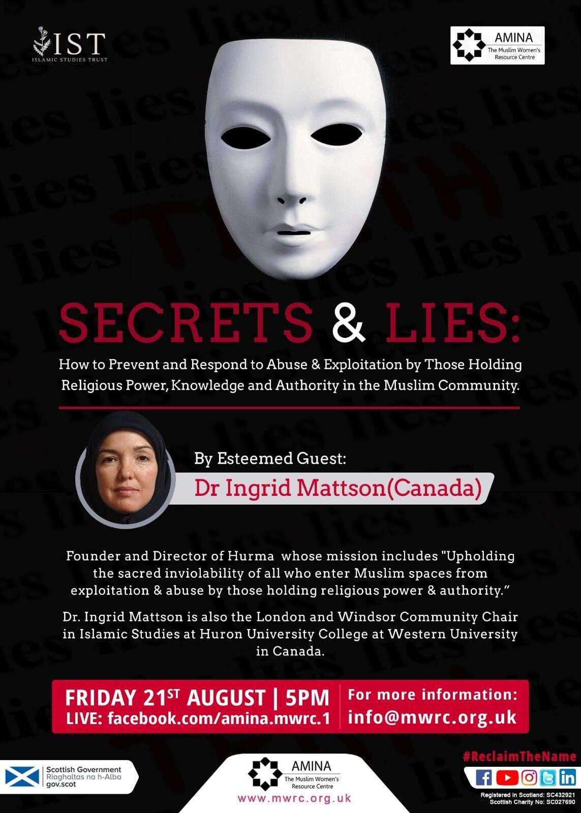 Secret and Lies Live Discussion with Dr. Mattson Ingrid Mattson