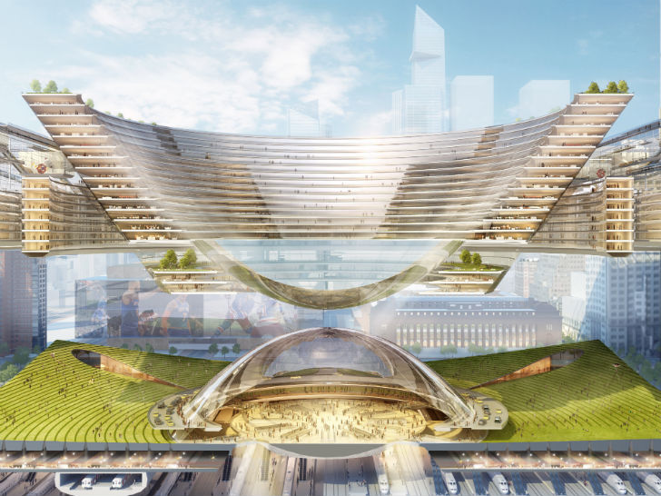 SOM Reimagines Penn Station & Madison Square Garden as SuperFuturistic