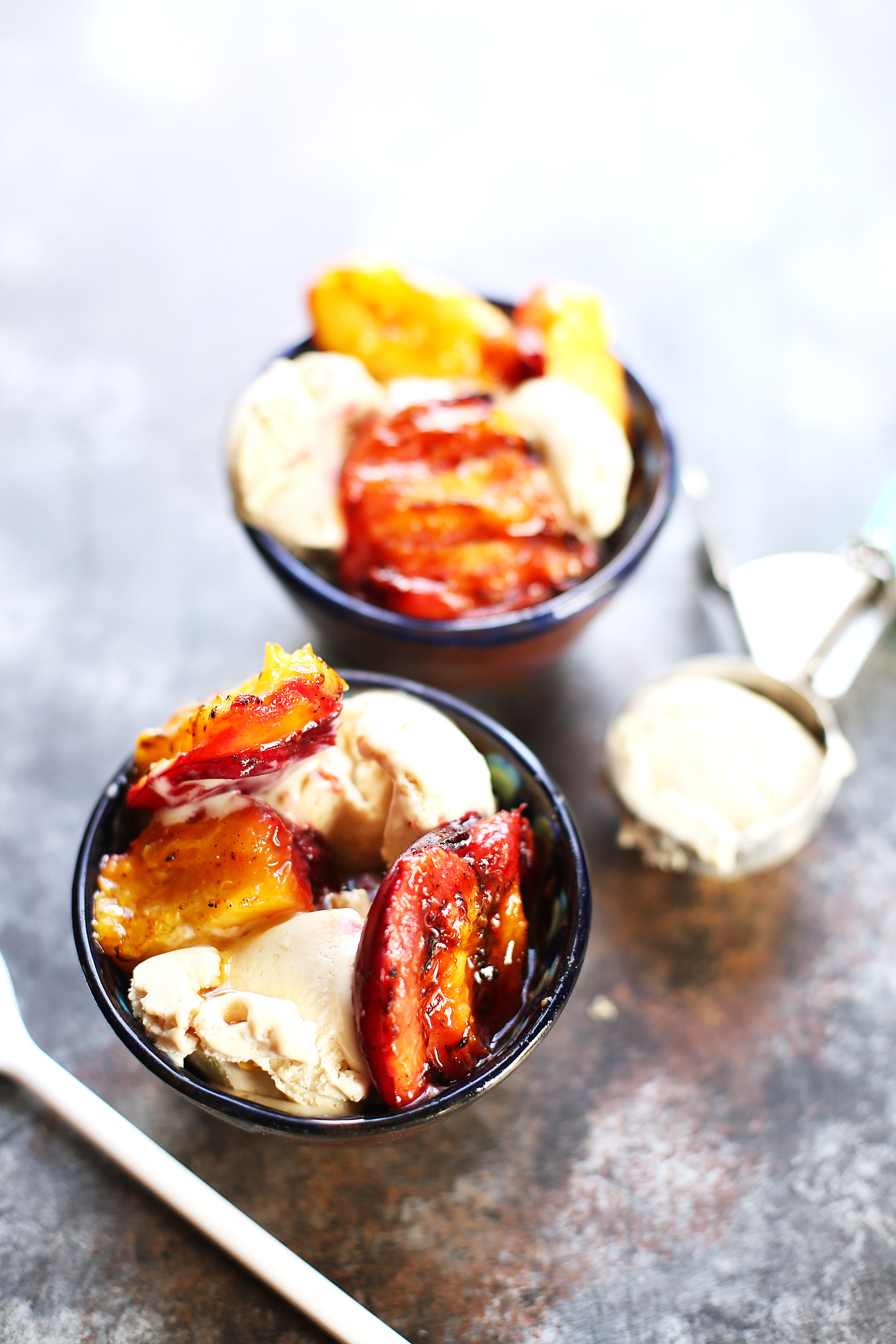 Grilled Peaches over Vegan Ice Cream & 5 Healthy Summer BBQ Recipes