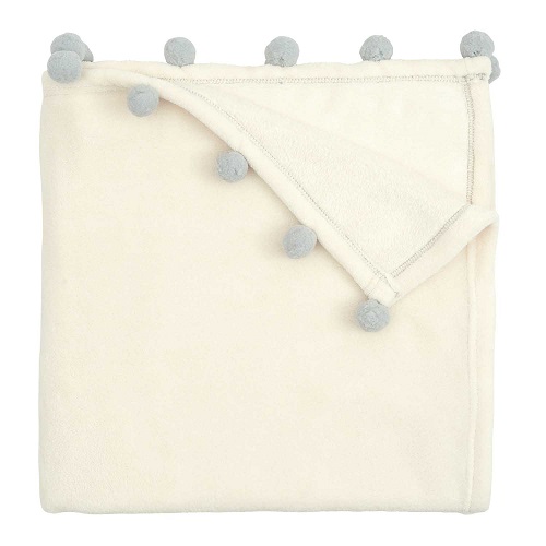 Pom Pom Edged Fleece Blanket InitialImpressions