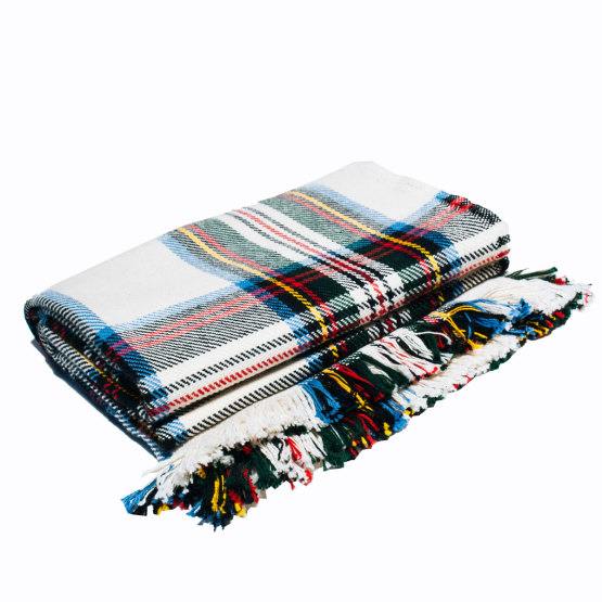Embroidered Cotton Plaid Throw Blanket InitialImpressions