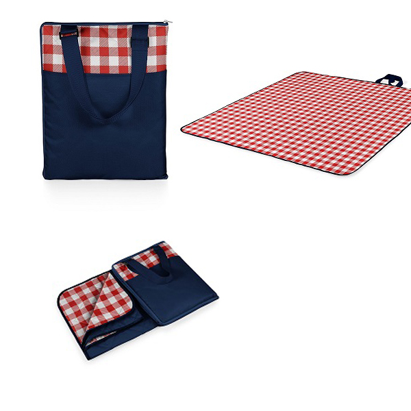 Personalized Embroidered Vista Outdoor Blanket Red Checkered Initial