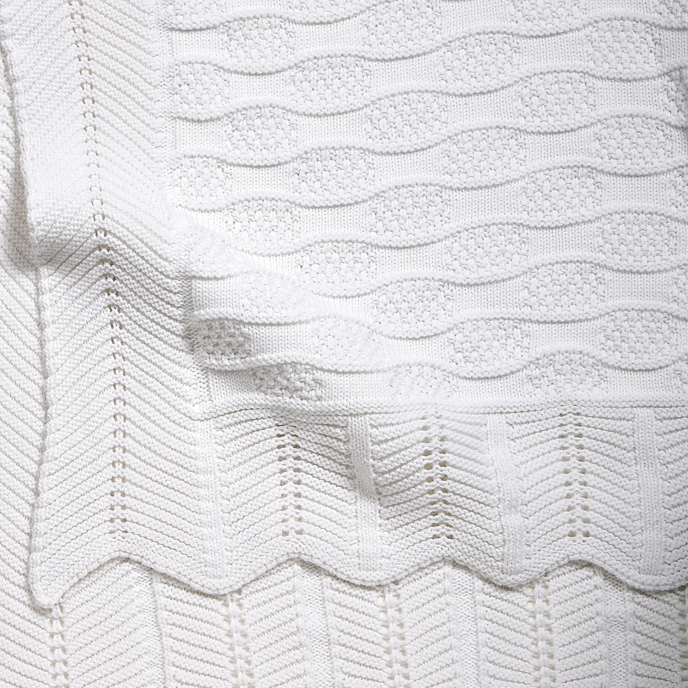 White Cotton Fancy Baby Blanket InitialImpressions
