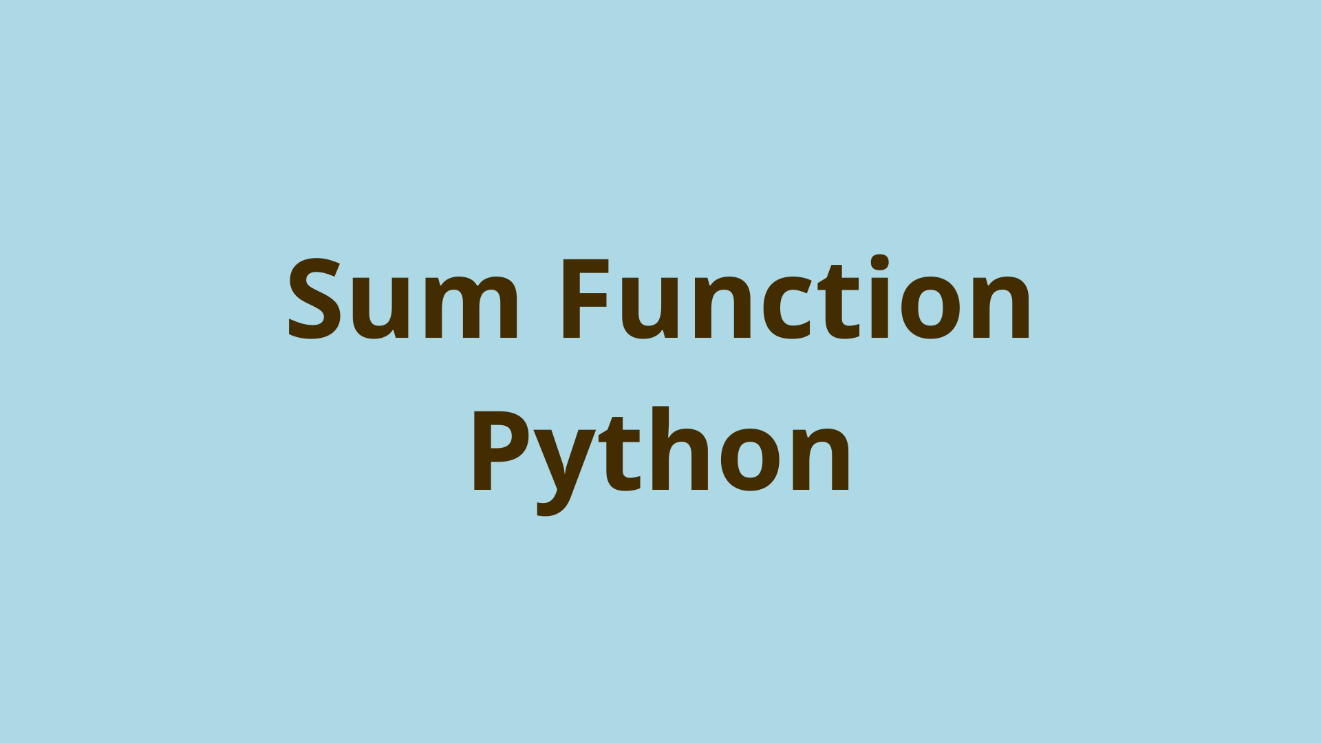 Sum Function Python DNT