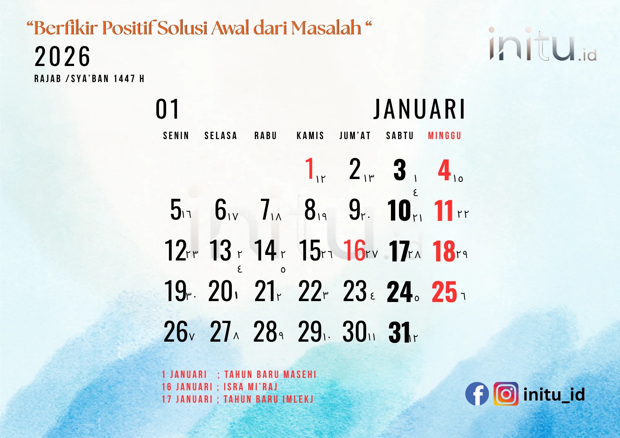 Kalender 2026 Lengkap PNG & PDF Hari Libur Nasional dan Hijriah