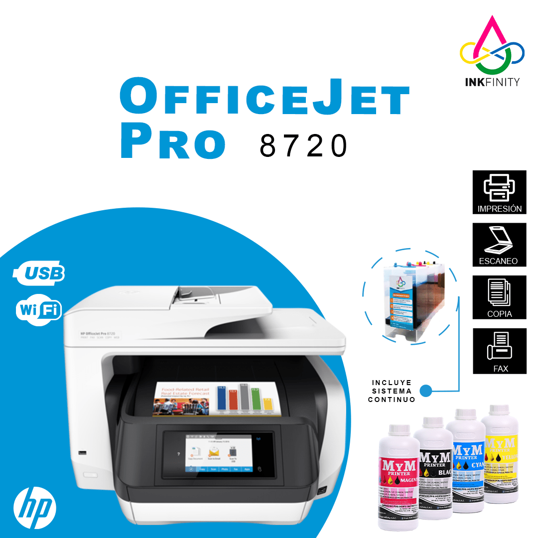 Impresora HP OfficeJet Pro 8720 Inkfinity