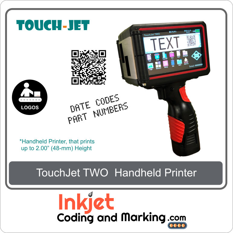 TouchJet TWO Handheld Inkjet Printer Two Inch Handheld Printer