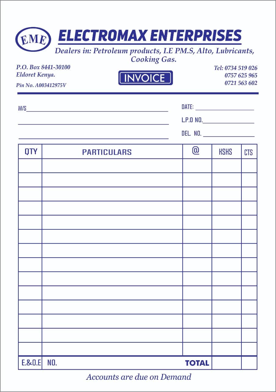 Invoice books, Receipt Books Inkpaste Printers and Stationers Ltd