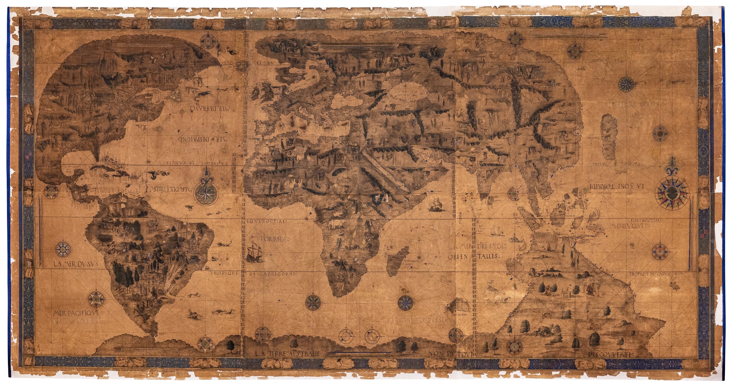 Desceliers, Pierre. Lithographed facsimile of the world map painted on