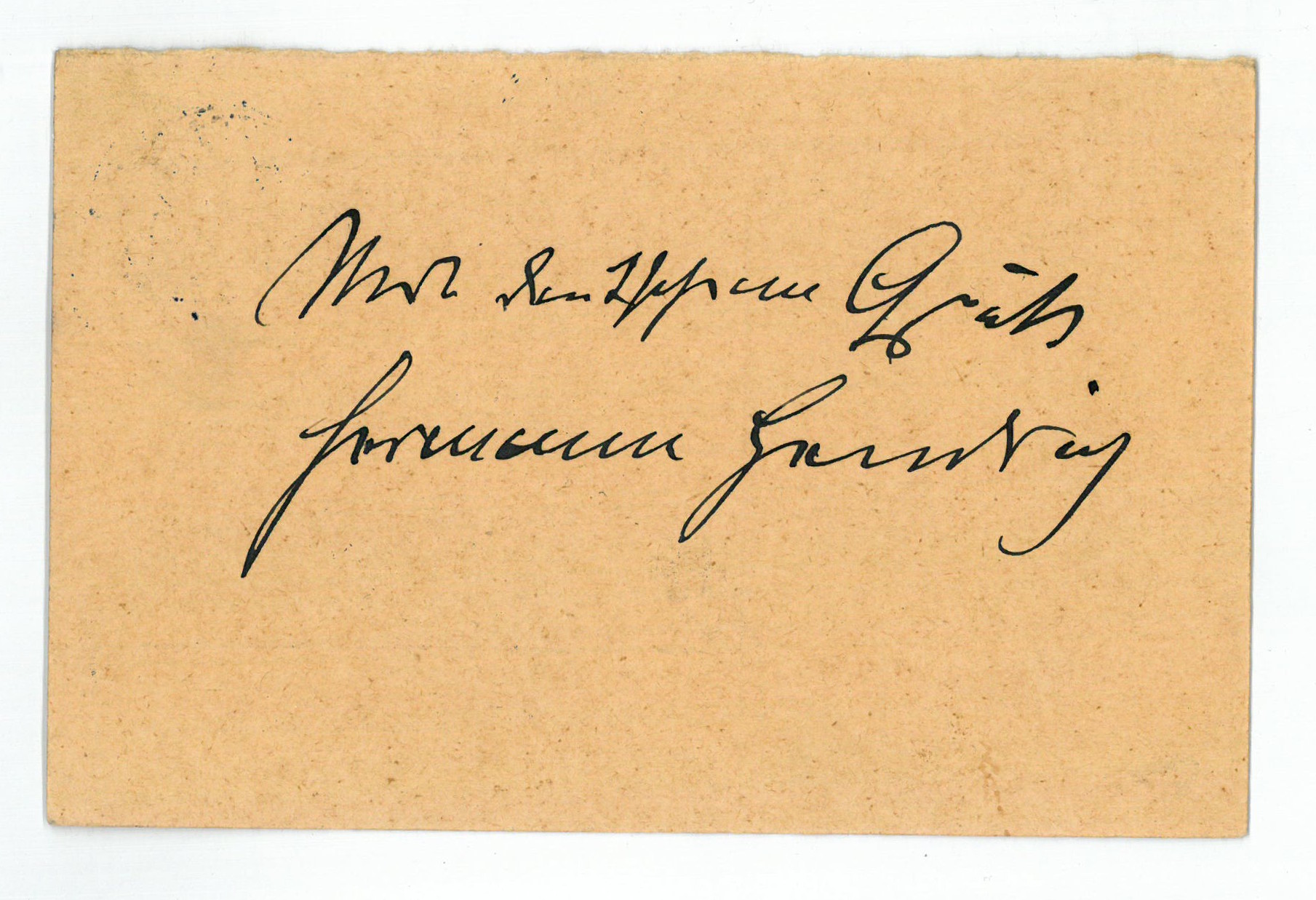 Hendrich, Hermann Autograph postcard signed. Antiquariat INLIBRIS