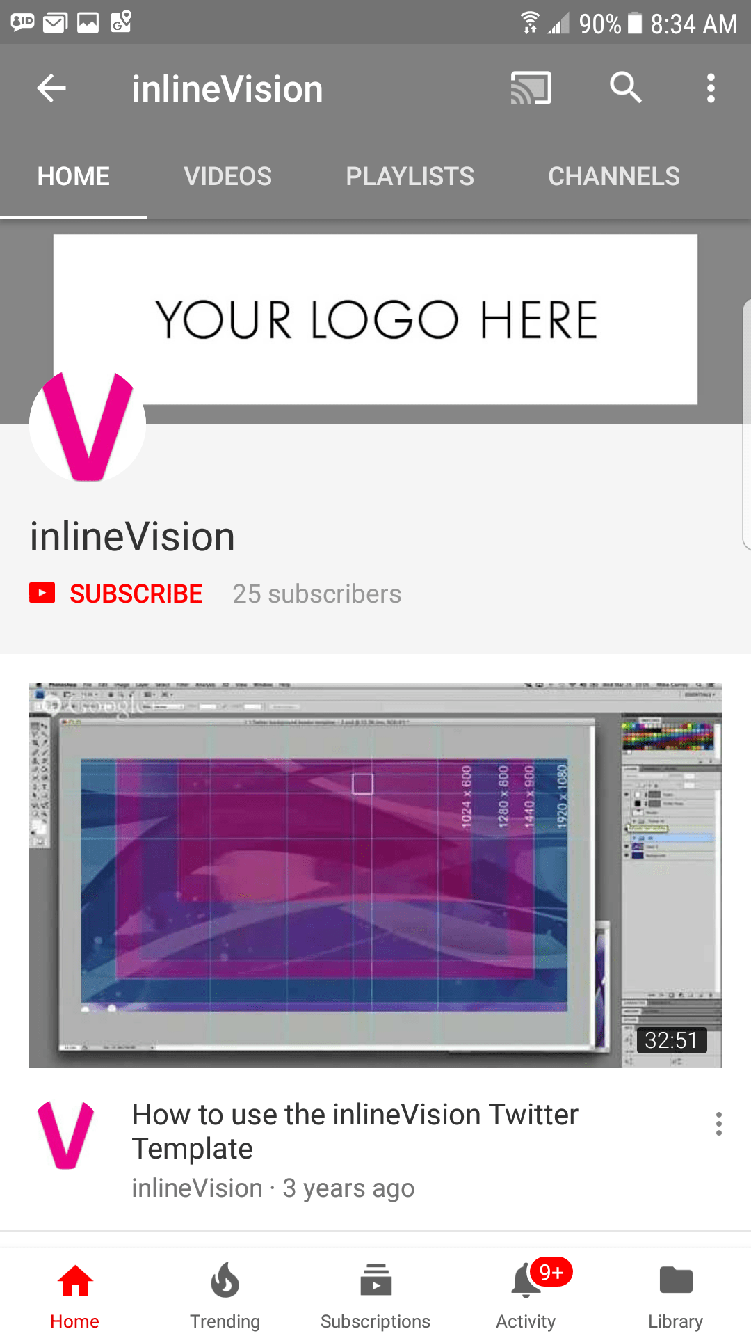 YouTube Channel Art Template Image Size 2560 x 1440