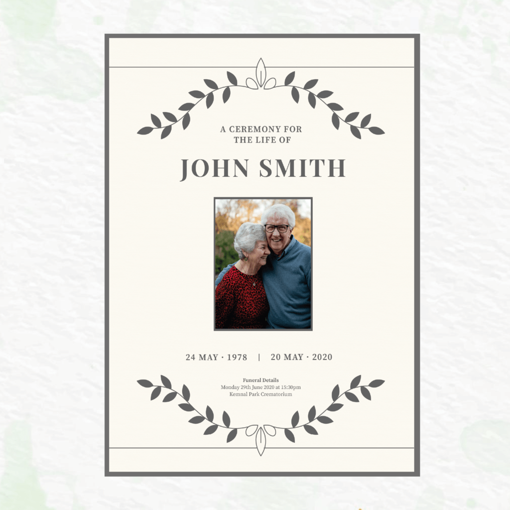Order of Service In Memory Of Life Funerals