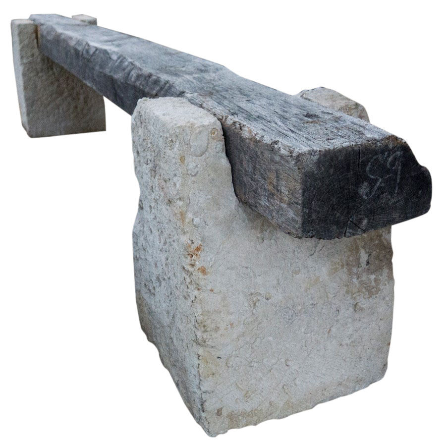 Antique Wood Bench With Stone Legs Inner Gardens