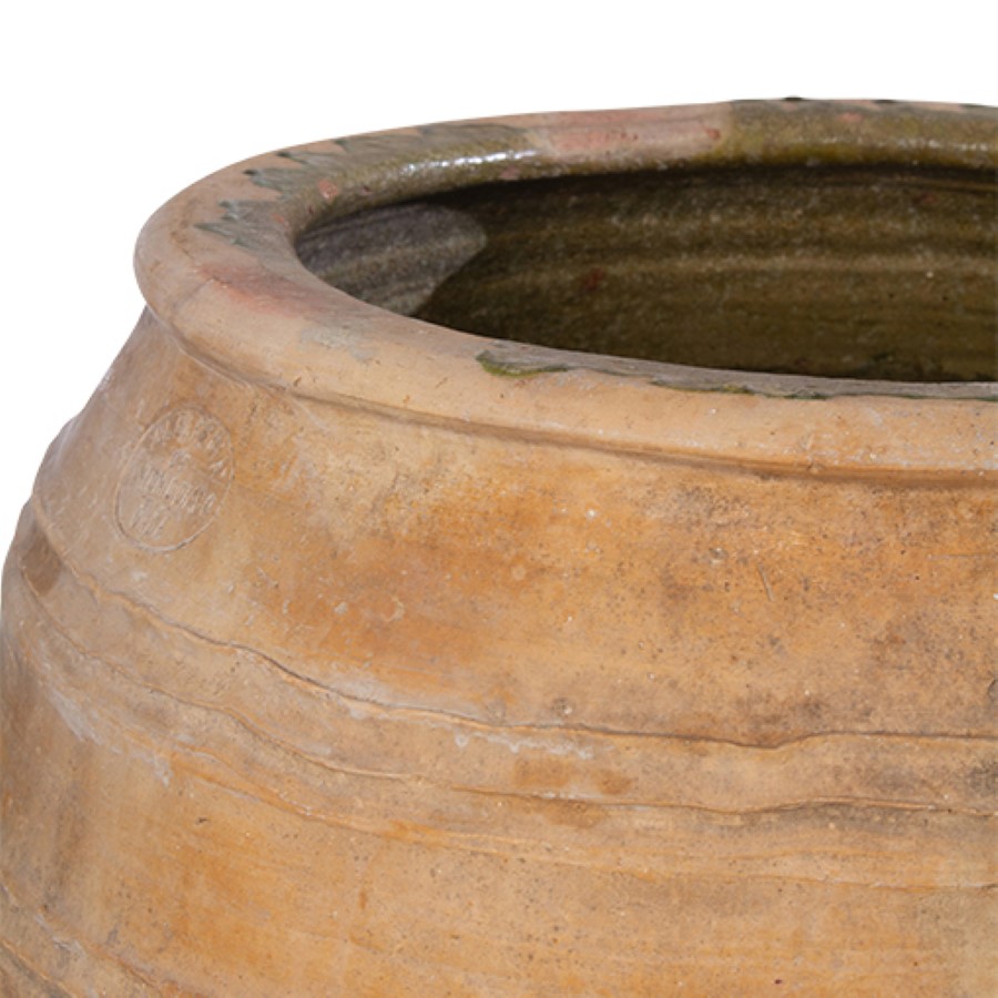 Large Terra Cotta Pot, Glazed Spanish Pottery Inner Gardens