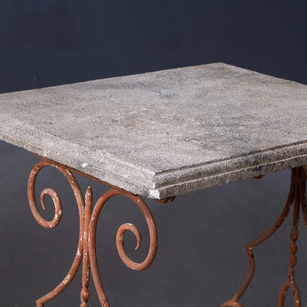 Vintage Limestone Table with Iron Base Inner Gardens