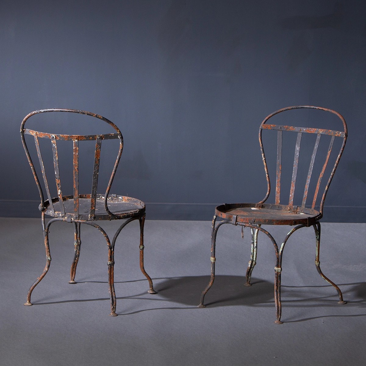 Pair of Antique French Iron Chairs C. 1900 Inner Gardens