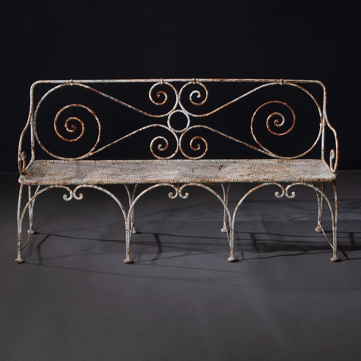 Antique French Pierced Metal Bench C. 1880 Inner Gardens