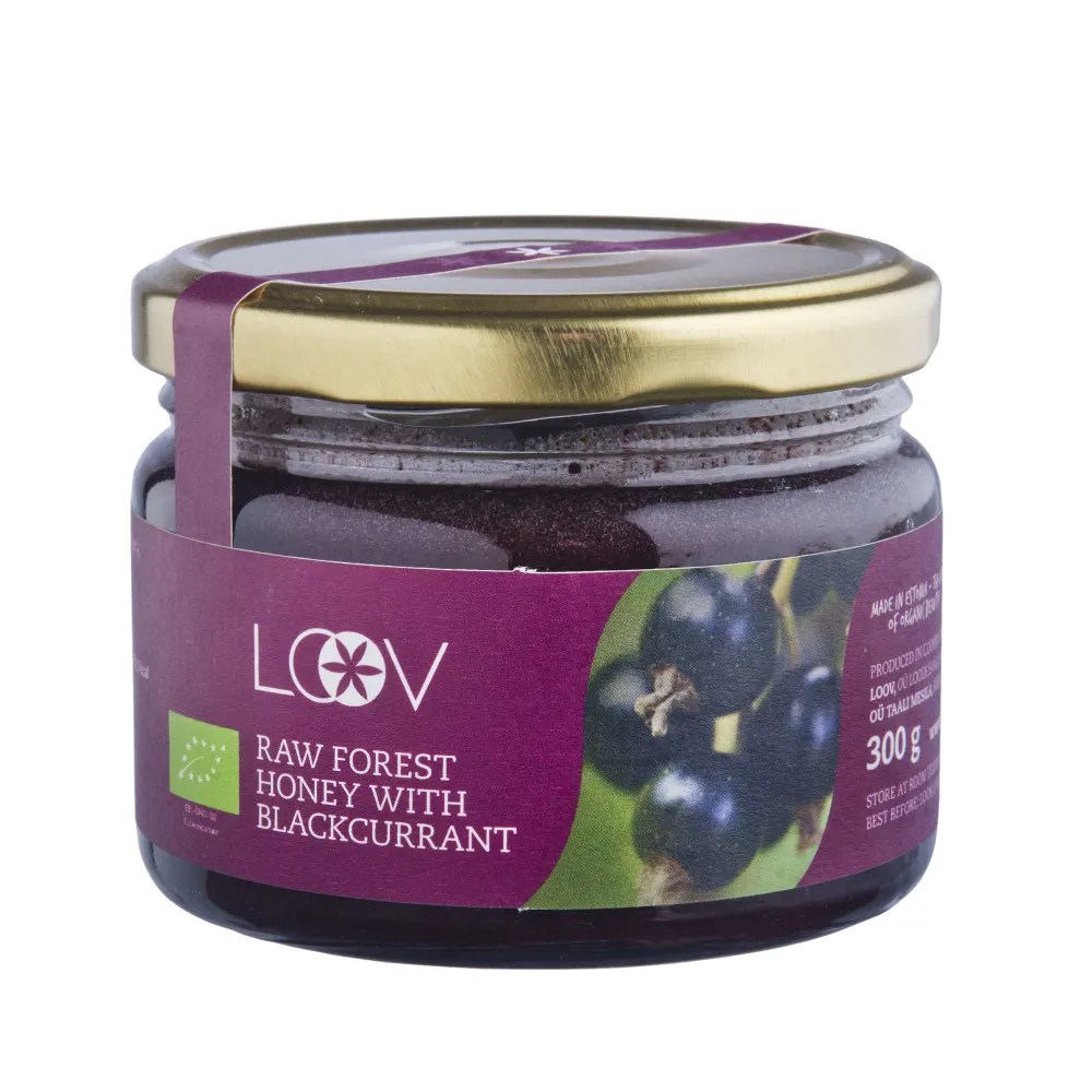 Organiczny dziki miód z ekologiczną czarną porzeczka 300g - LOOV