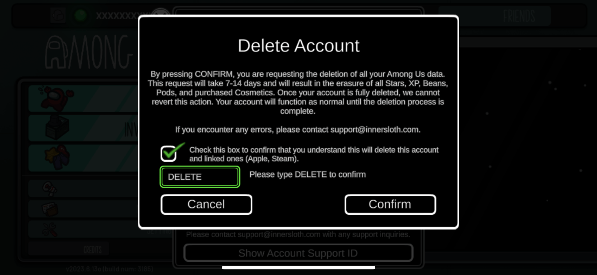 How do I delete my Among Us account? Innersloth Help Center