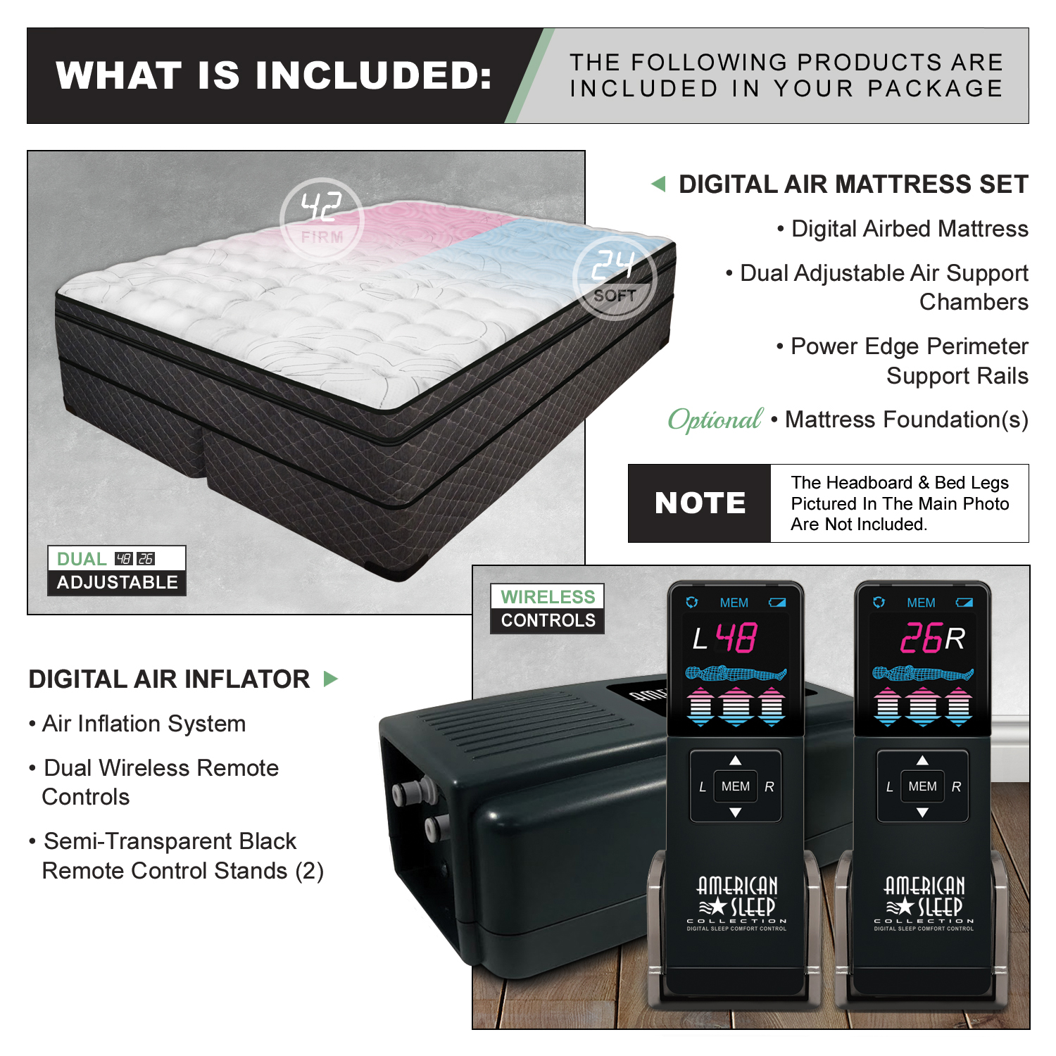 Reflections™ 12″ Dual Digital Premium Pillow Top Air Number Bed InnoMax