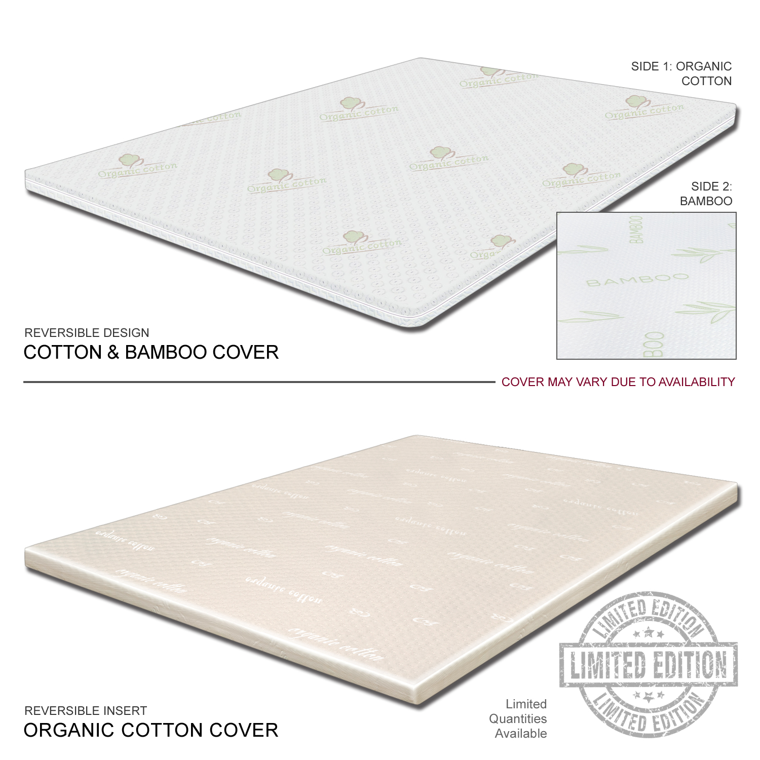 Images 3" Topper Reversible Design (5Zone Talalay Latex & Gel Infused MemoryCell®) InnoMax