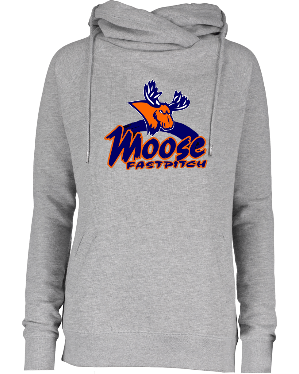 Moose Fastpitch Ladies Classic Fleece Funnel Neck Pullover Hood (Moose