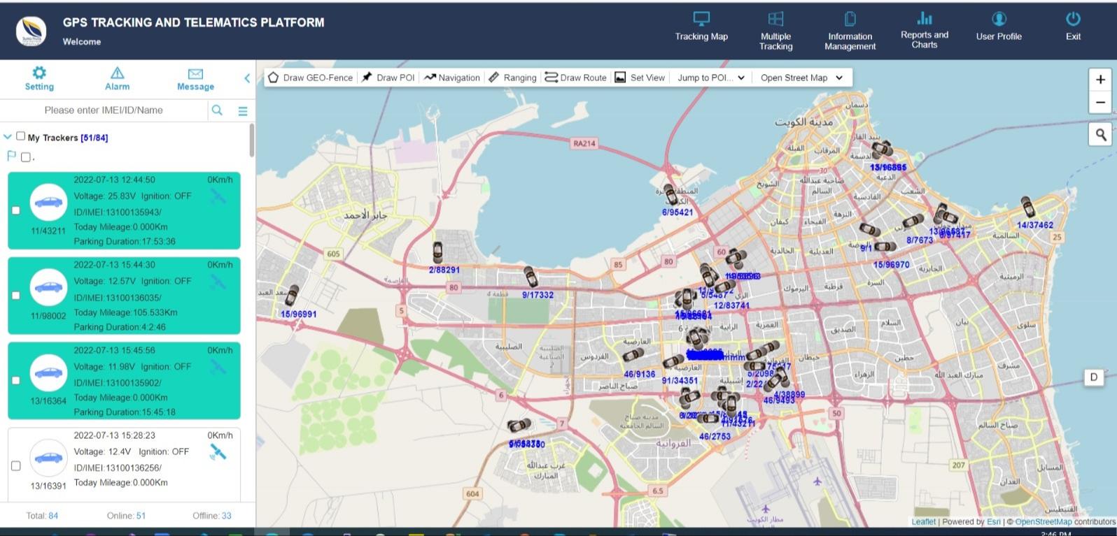 GPS Fleet Tracking System Kuwait GPS Monitoring System