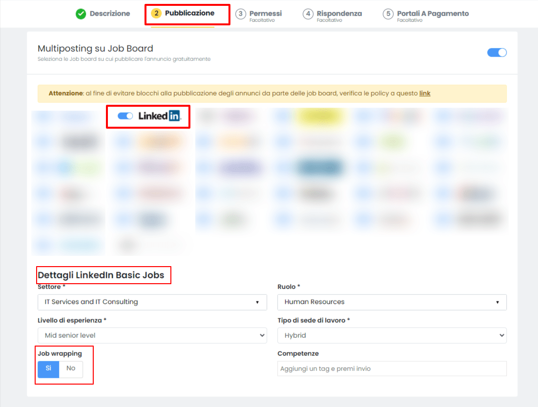 LinkedIn Job Wrapping Inrecruiting Supporto Clienti