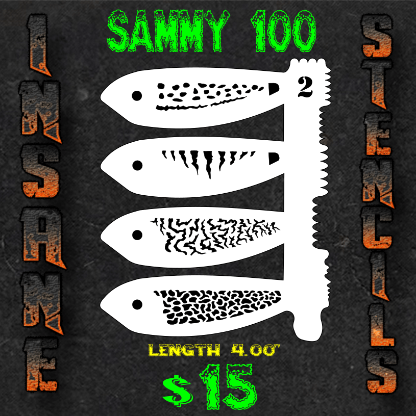 SAM2 SAMMY 100 Fish Lure Stencil Insane Custom Stencils