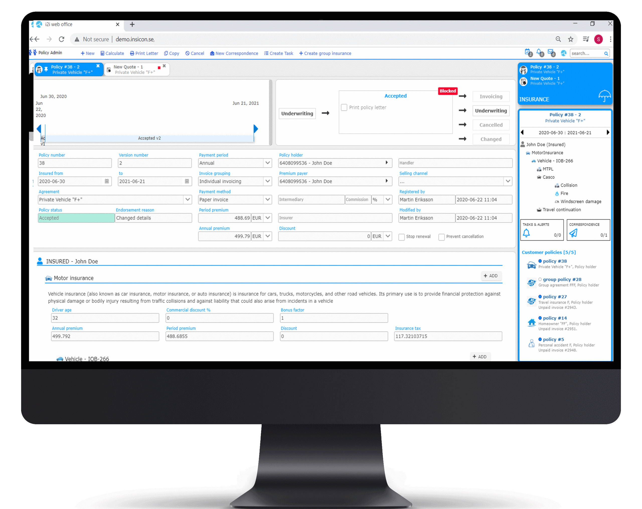 Policy admin Insicon