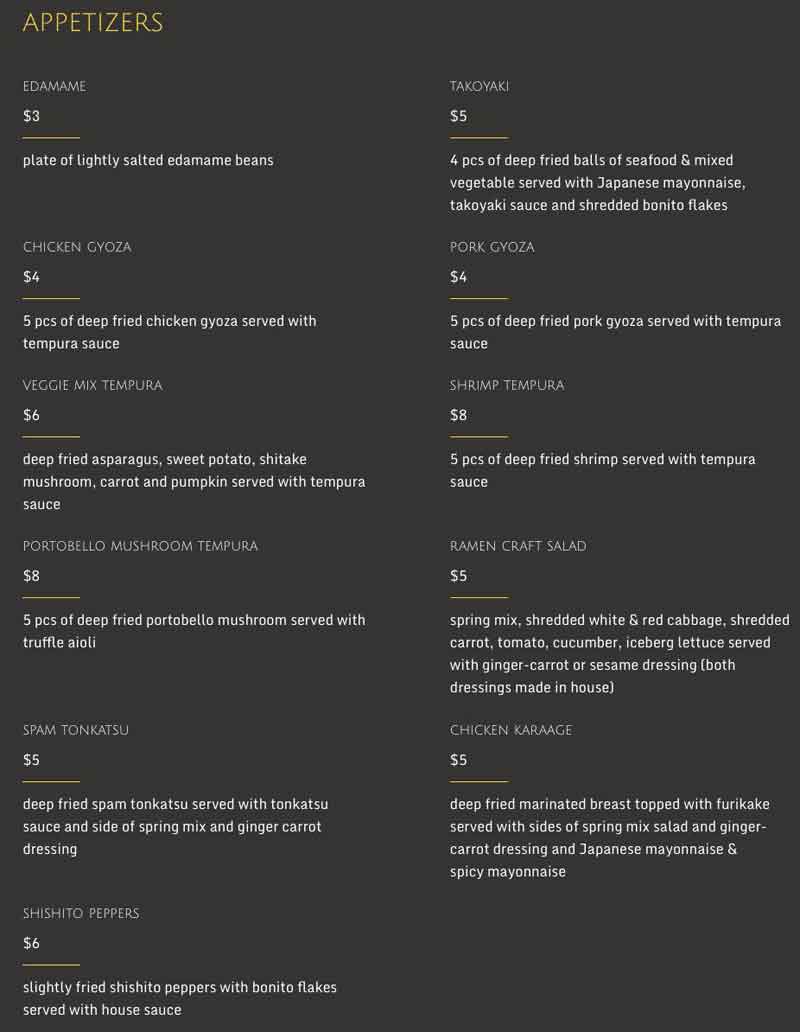 Menu for Raman Craft (2702 N Green Valley Pkwy Henderson NV, 89014)