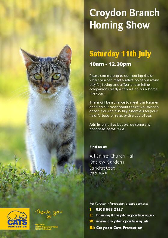 Cats Protection League Croydon homing show, July 11 Inside Croydon