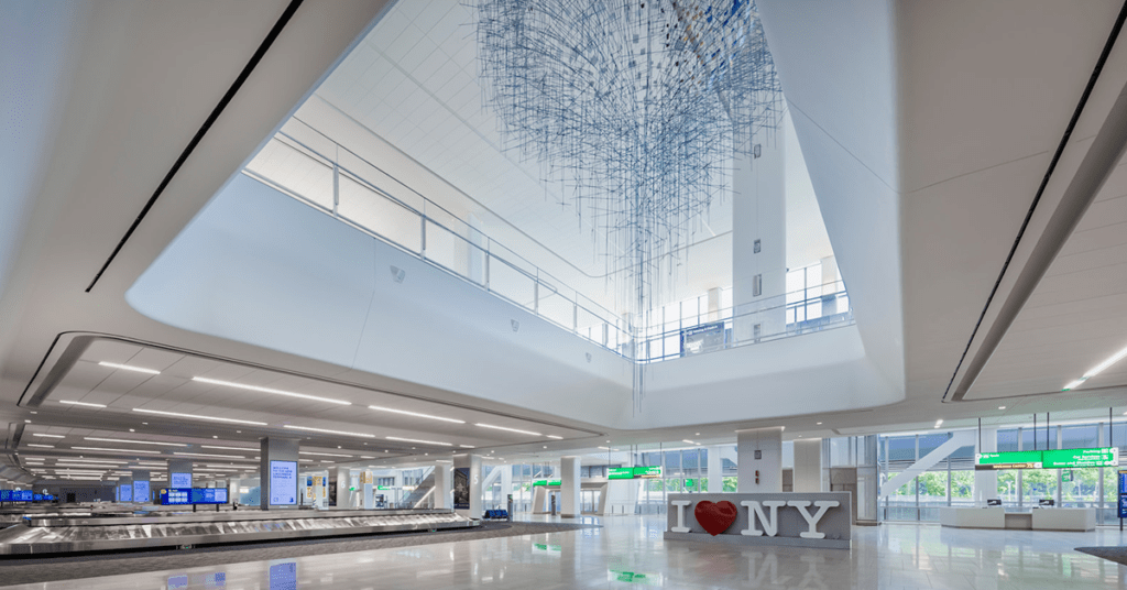 Laguardia American Airlines Terminal American Airlines passengers in new LaGuardia terminal