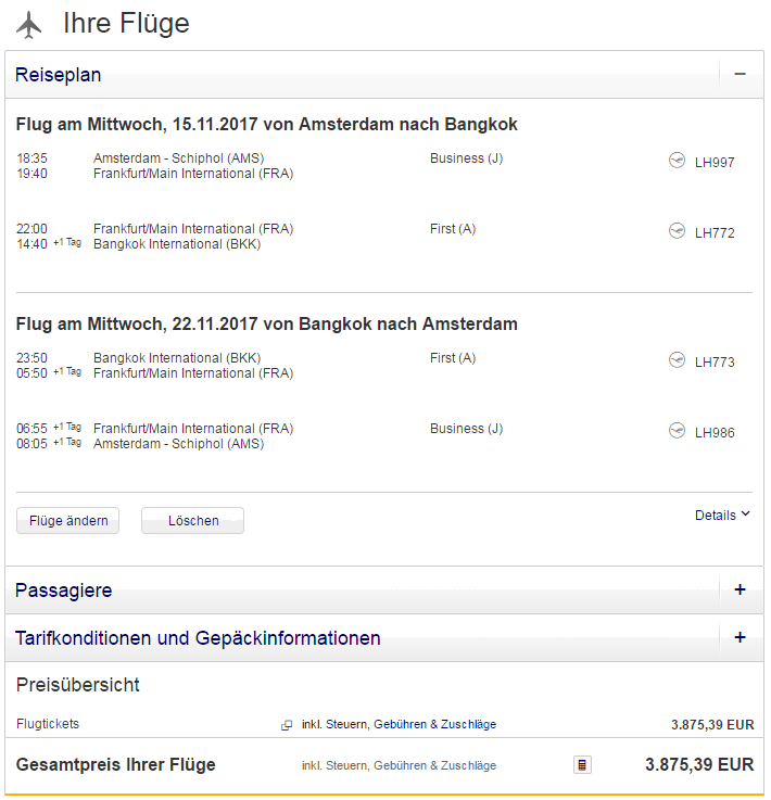 Günstig in der Lufthansa First Class nach Bangkok fliegen InsideFlyer DE